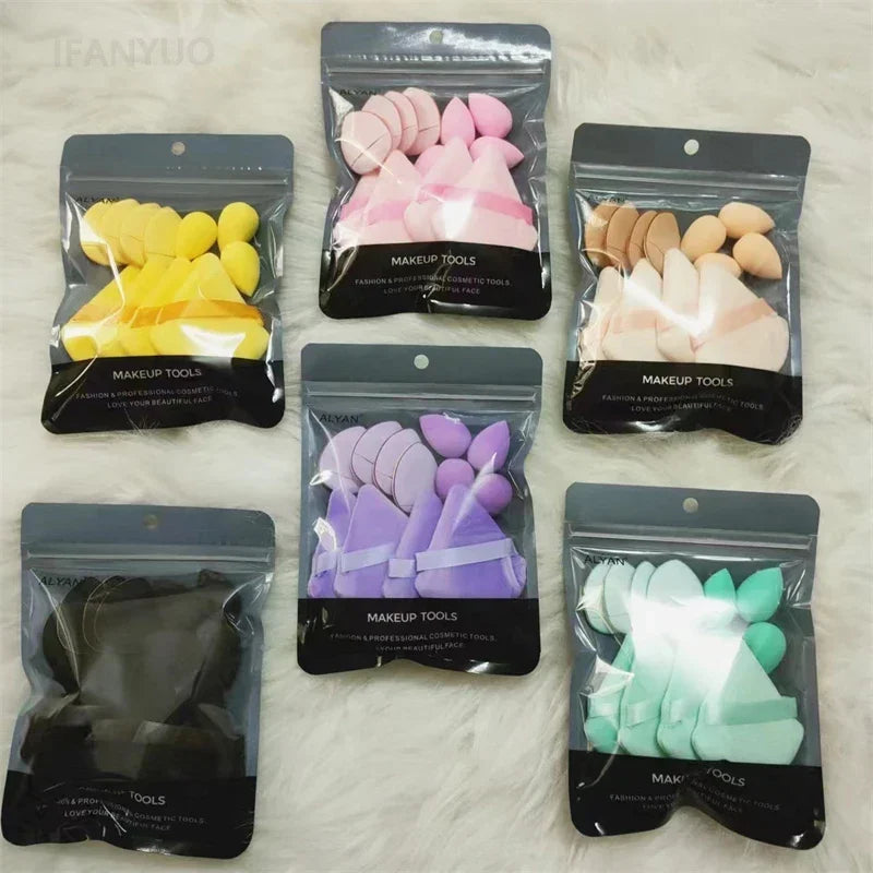 12PCS Cosmetic Puff Set Multicolor Soft Foundation Powder Makeup Sponge Egg Pink Purple Puff Makeup Tools Accessories Wholesale