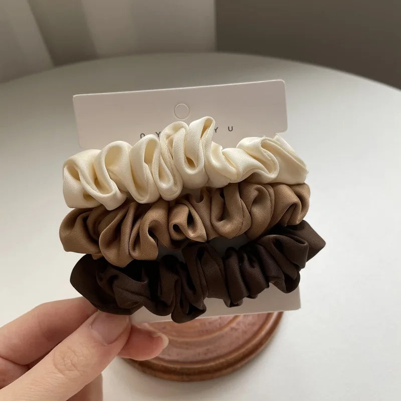 3/4/6Pcs/Set Satin Scrunchies Women Solid Color Hair Rope Elegant Ponytail Holder Rubber Band Elastic Hairband Hair Accessories