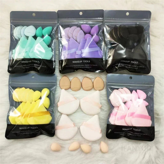 12PCS Cosmetic Puff Set Multicolor Soft Foundation Powder Makeup Sponge Egg Pink Purple Puff Makeup Tools Accessories Wholesale
