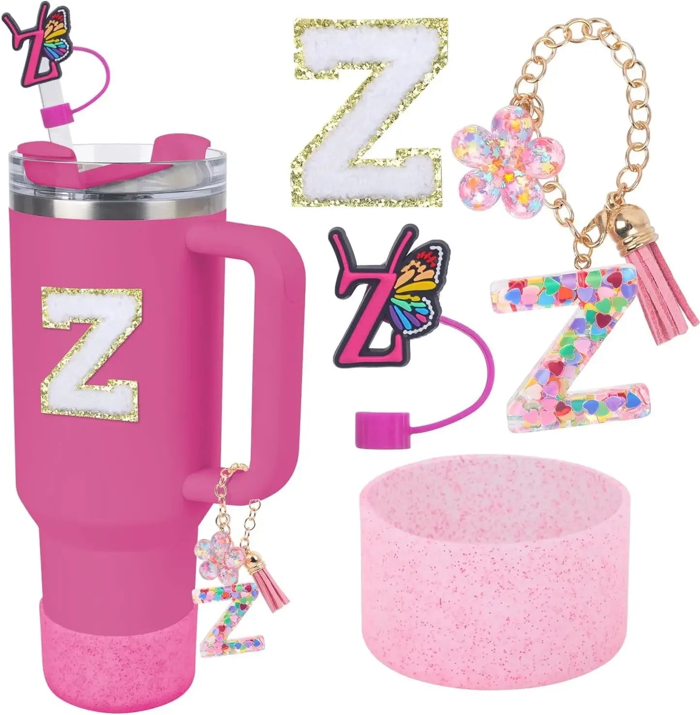 Accessories for Stanley Cup 40oz 30oz Letter Charms for Handle Silicone Boot,Straw Cover Topper & Sticker Charms