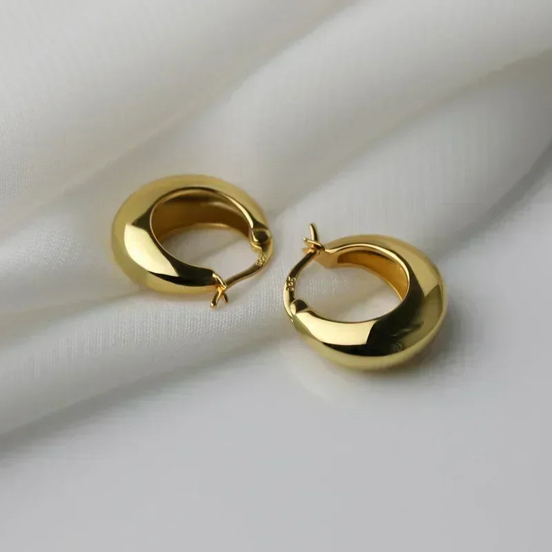 Trend Metal Geometry Gold Color Women's Hoop Earrings Fashion New Design Oval Minimalist Female Earrings Fashion Jewelry Gift