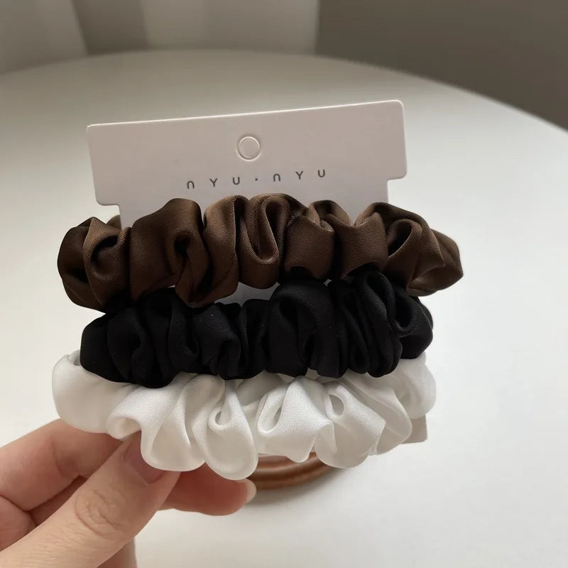 3/4/6Pcs/Set Satin Scrunchies Women Solid Color Hair Rope Elegant Ponytail Holder Rubber Band Elastic Hairband Hair Accessories