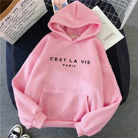 2025Autumn Hoodie Multiple Solid Color Letter Hooded Korean Fashion Sweatshirts Long Sleeve Top Drawstring Pockets Loose Hoodies