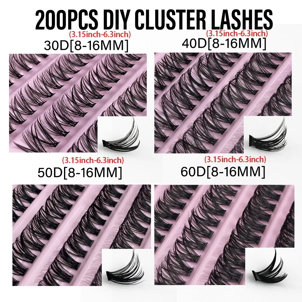 30D 40D 50D 60D DIY Individual Eyelash bundles Natural Soft Eyelash Clusters 3D Russian Volume Eyelashes Mink Eyelashes Clusters