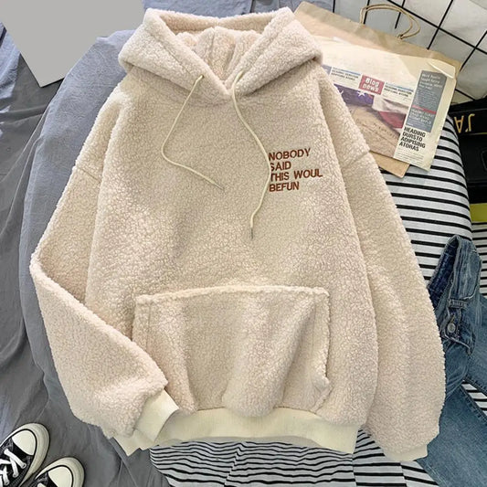 Women's Hoodie Thick Fleece Sweatshirt Pullover Hoodie Cozy Warm Fleece Fall Winter Drawstring Patch Pocket