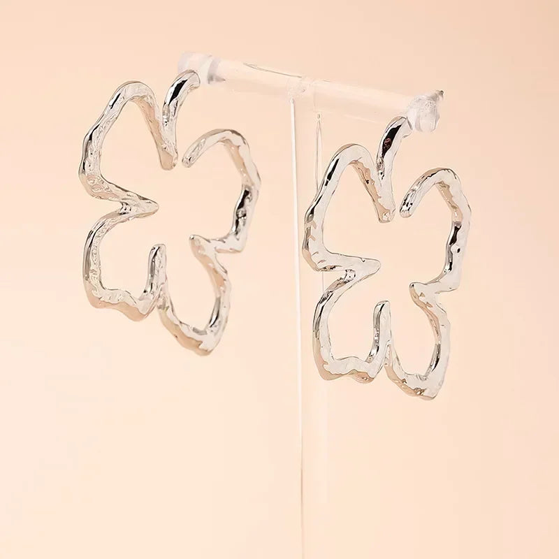 Vintage Geometry Irregular Eardrop Personality Asymmetry Dripping Oil Earrings for Women Fashion Daily Commuting Jewelry Gifts