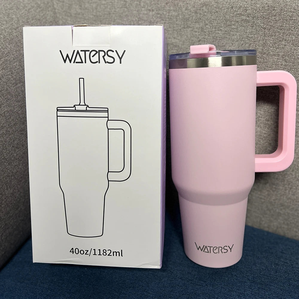 891/1182ml Insulated Mug With Handle And Straw Large Capacity 40oz Tumbler Stainless Steel Water Bottle Office Home Thermal Mug