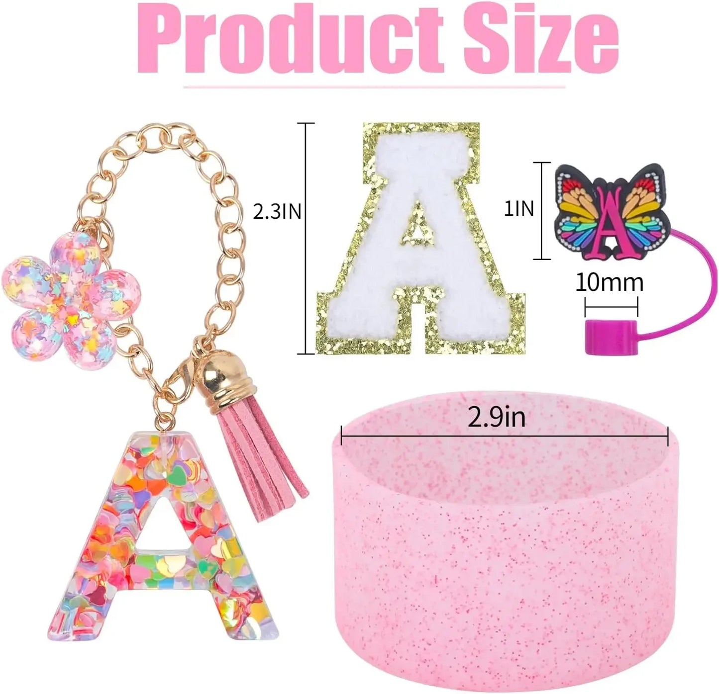 Accessories for Stanley Cup 40oz 30oz Letter Charms for Handle Silicone Boot,Straw Cover Topper & Sticker Charms