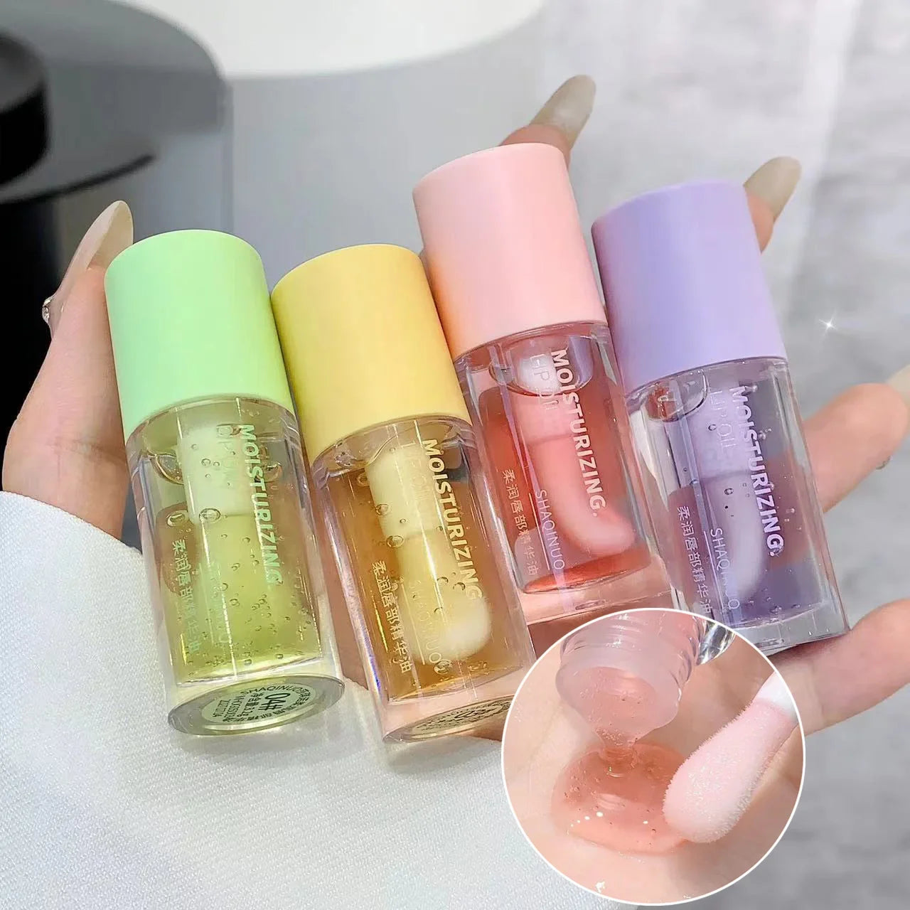 Transparent Water Gloss Jasmine Lemon Green Lip Oil Lasting Moisturizing Honey Lip Gloss Fading Lip Lines Lips Care Essence Oil