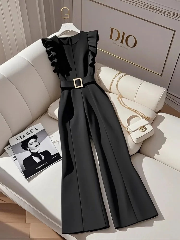 2025 New Black Jumpsuit, Unique Aura, Classy, Exquisite Elegant, Slimming Look One-Piece Jumpsuit