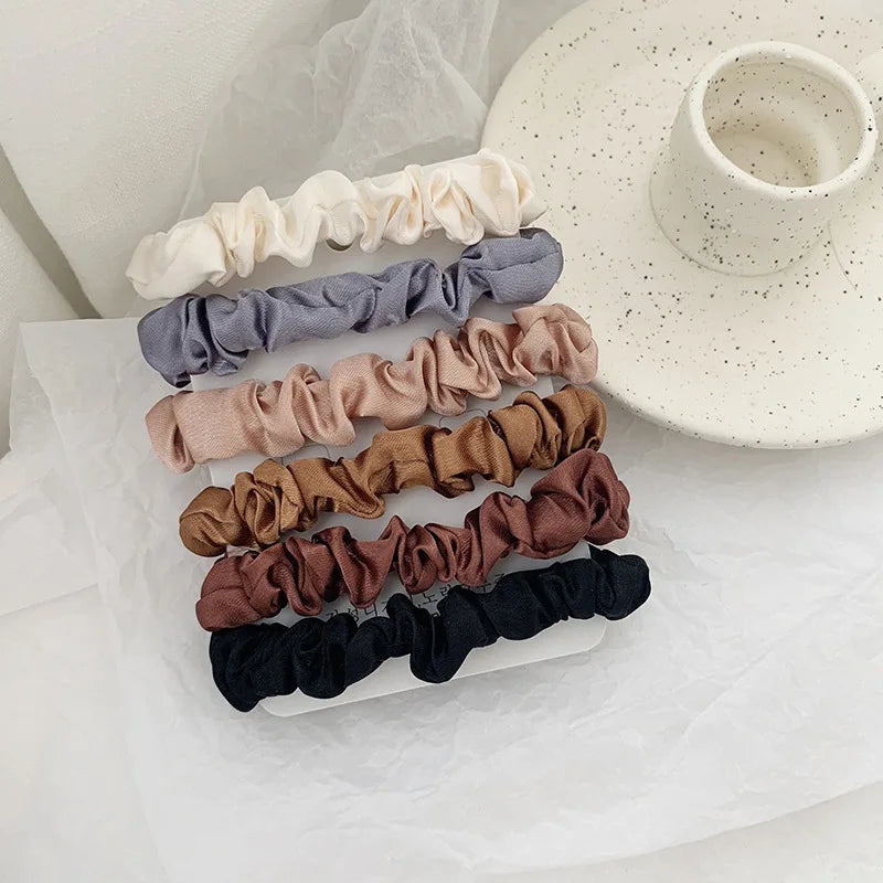 3/4/6Pcs/Set Satin Scrunchies Women Solid Color Hair Rope Elegant Ponytail Holder Rubber Band Elastic Hairband Hair Accessories