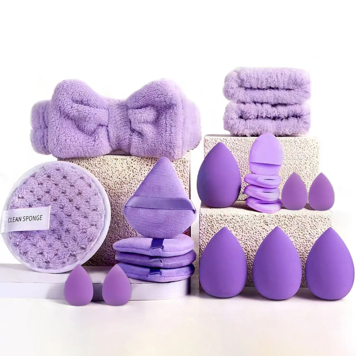 4/20Pcs Makeup Sponge Headband Set Cosmetic Puff Blender Beauty Egg Foundation Sponges Wrist Bands Women Make Up Accessories