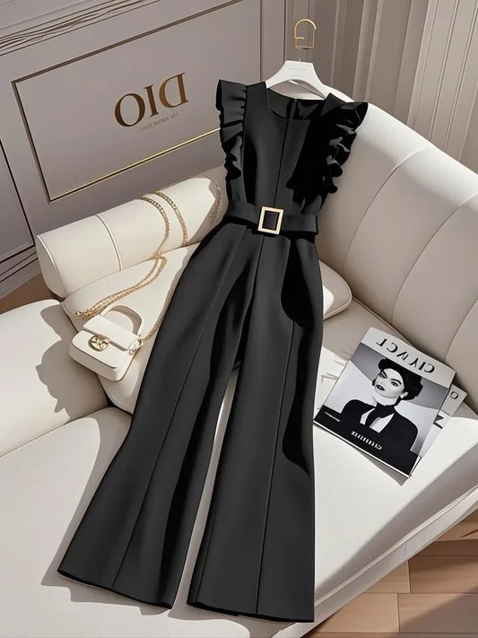 2025 New Black Jumpsuit, Unique Aura, Classy, Exquisite Elegant, Slimming Look One-Piece Jumpsuit