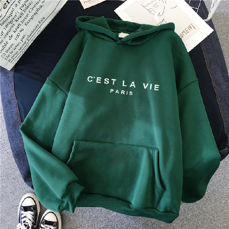 2025Autumn Hoodie Multiple Solid Color Letter Hooded Korean Fashion Sweatshirts Long Sleeve Top Drawstring Pockets Loose Hoodies