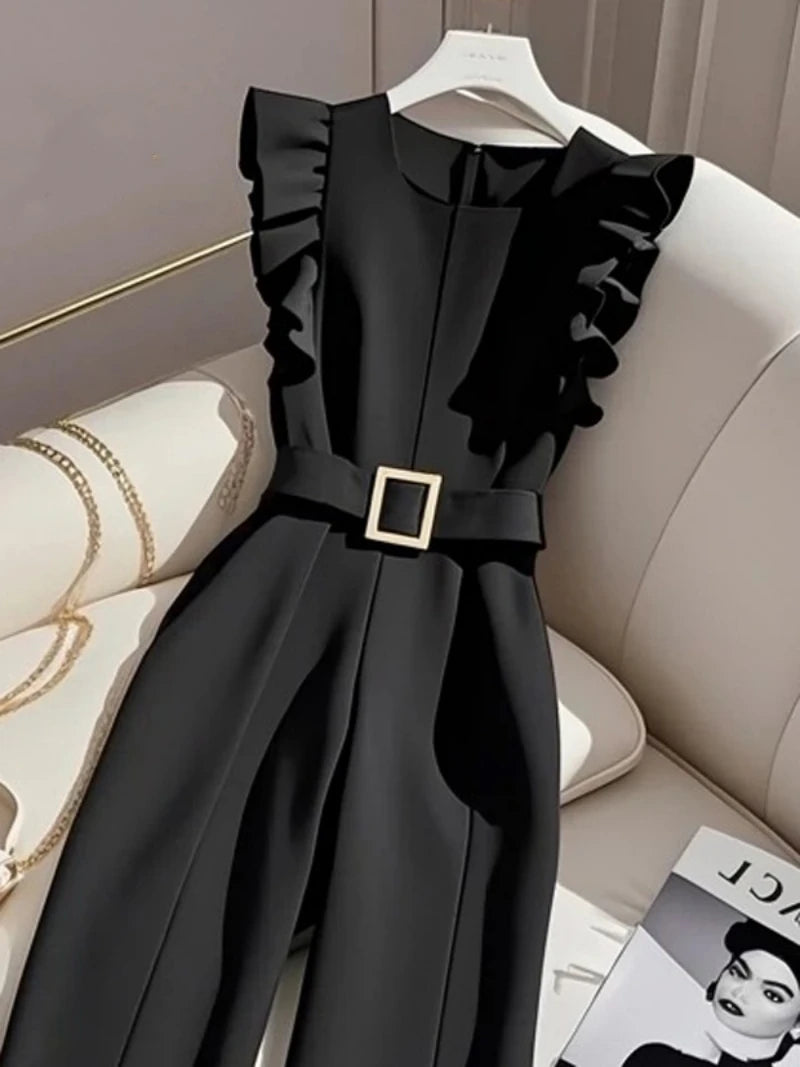 2025 New Black Jumpsuit, Unique Aura, Classy, Exquisite Elegant, Slimming Look One-Piece Jumpsuit