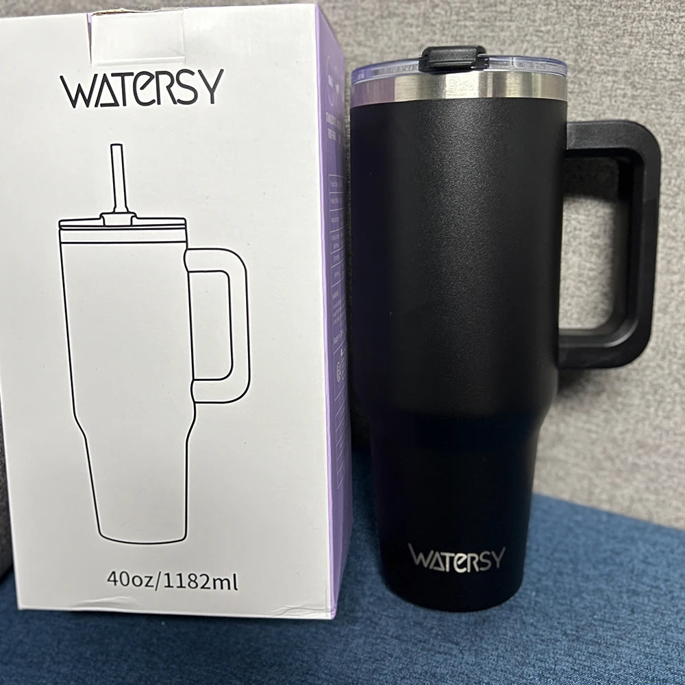 891/1182ml Insulated Mug With Handle And Straw Large Capacity 40oz Tumbler Stainless Steel Water Bottle Office Home Thermal Mug
