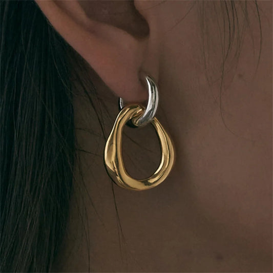 Geometric Contrast Color Splicing Earrings Simple Irregular Alloy Drop Earring For Women Fashion Jewelry Women’s Gift Accessorie