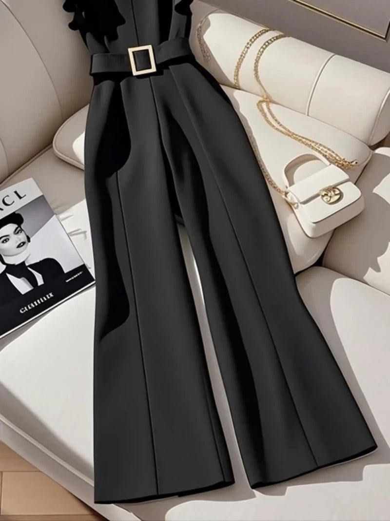 2025 New Black Jumpsuit, Unique Aura, Classy, Exquisite Elegant, Slimming Look One-Piece Jumpsuit