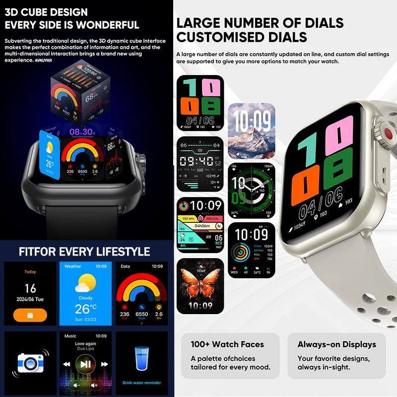2025New For XIAOMI IOS Watch Ultra2 Smart Watches Women 1000mAh 1.85" AMOLED Full Touch Screen BT Call Ladies Fashion Smartwatch