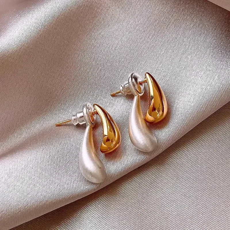 Vintage Geometry Irregular Eardrop Personality Asymmetry Dripping Oil Earrings for Women Fashion Daily Commuting Jewelry Gifts