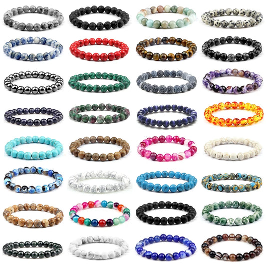 Classic Men Bracelets & Bangles 8mm Natural Tiger Eye Lava Stone Beads Tibetan Buddha Chakra Bracelets Women Health Care Jewelry