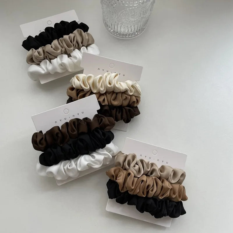 3/4/6Pcs/Set Satin Scrunchies Women Solid Color Hair Rope Elegant Ponytail Holder Rubber Band Elastic Hairband Hair Accessories