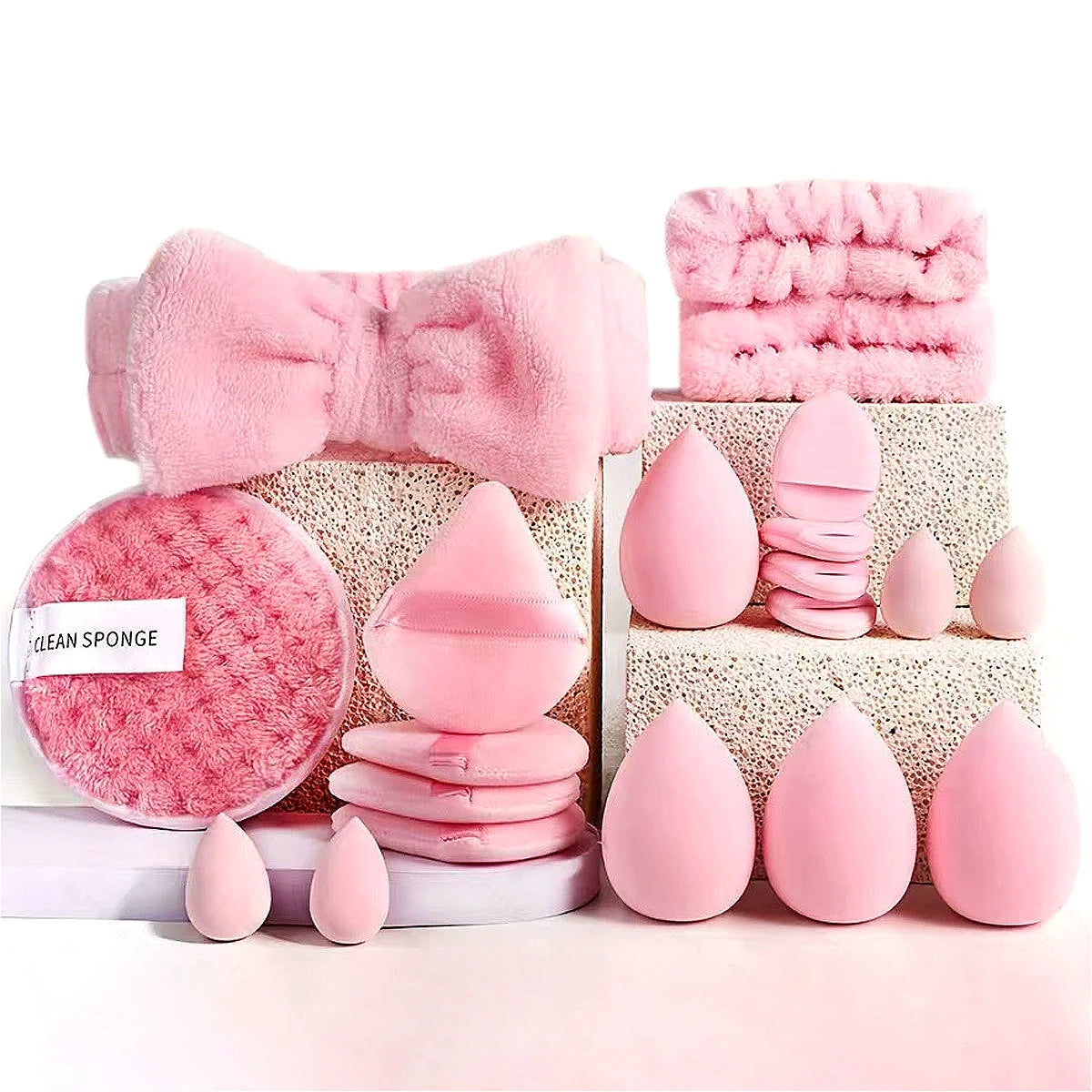 4/20Pcs Makeup Sponge Headband Set Cosmetic Puff Blender Beauty Egg Foundation Sponges Wrist Bands Women Make Up Accessories