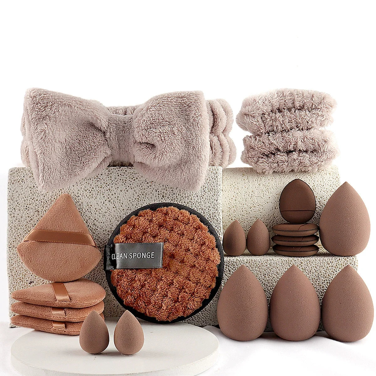 4/20Pcs Makeup Sponge Headband Set Cosmetic Puff Blender Beauty Egg Foundation Sponges Wrist Bands Women Make Up Accessories