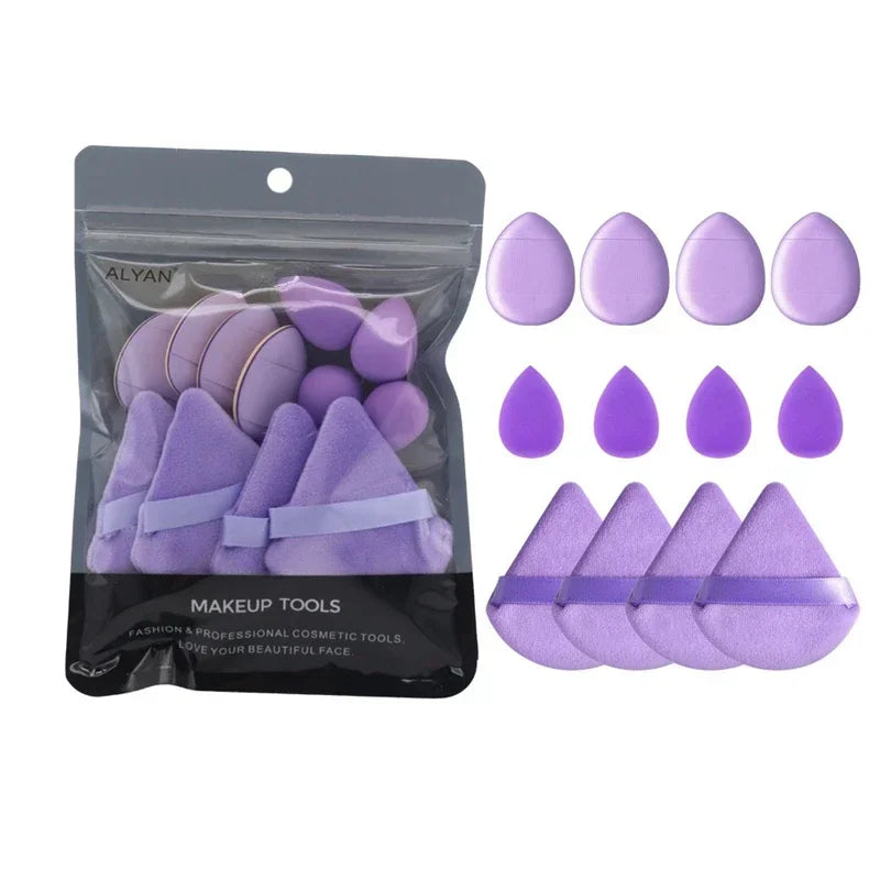 12PCS Cosmetic Puff Set Multicolor Soft Foundation Powder Makeup Sponge Egg Pink Purple Puff Makeup Tools Accessories Wholesale