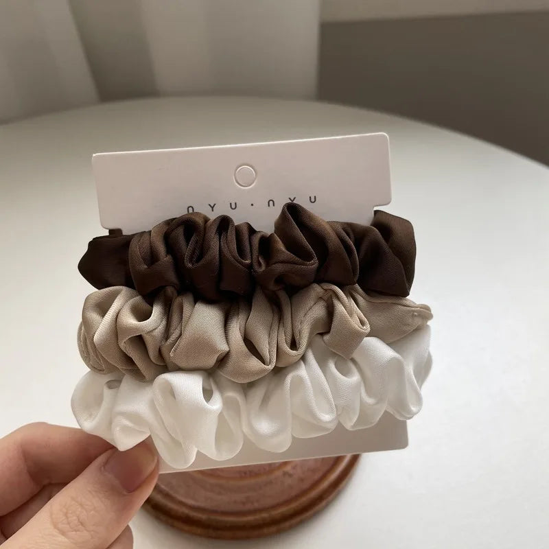 3/4/6Pcs/Set Satin Scrunchies Women Solid Color Hair Rope Elegant Ponytail Holder Rubber Band Elastic Hairband Hair Accessories