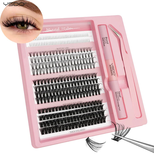 DIY False Eyelashes Invididual Lash Bond and Seal Tweezers Mix Lash Clusters Eyelash Extensions Lower Eyelash Makeup Tool Kit
