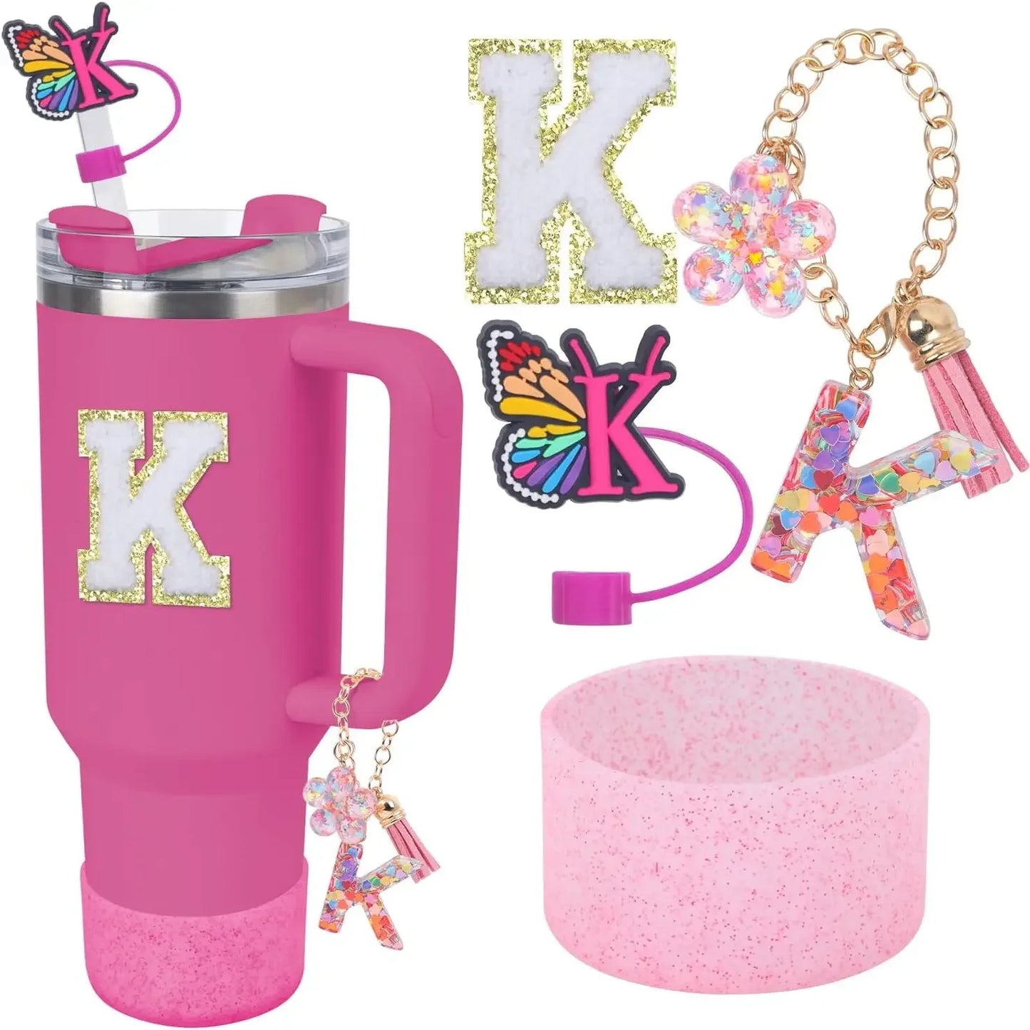 Accessories for Stanley Cup 40oz 30oz Letter Charms for Handle Silicone Boot,Straw Cover Topper & Sticker Charms