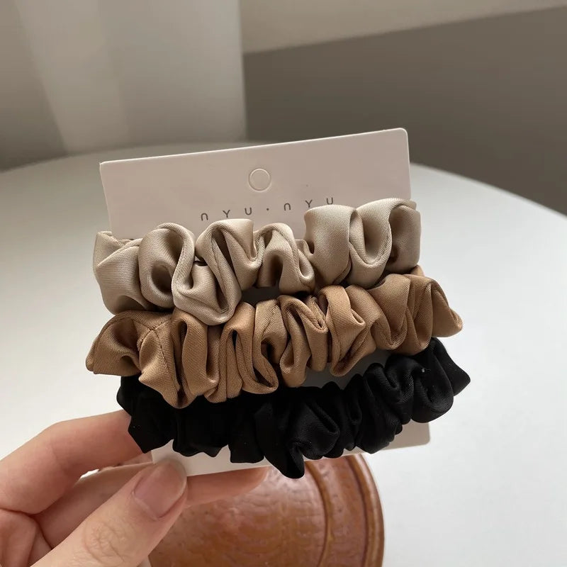 3/4/6Pcs/Set Satin Scrunchies Women Solid Color Hair Rope Elegant Ponytail Holder Rubber Band Elastic Hairband Hair Accessories