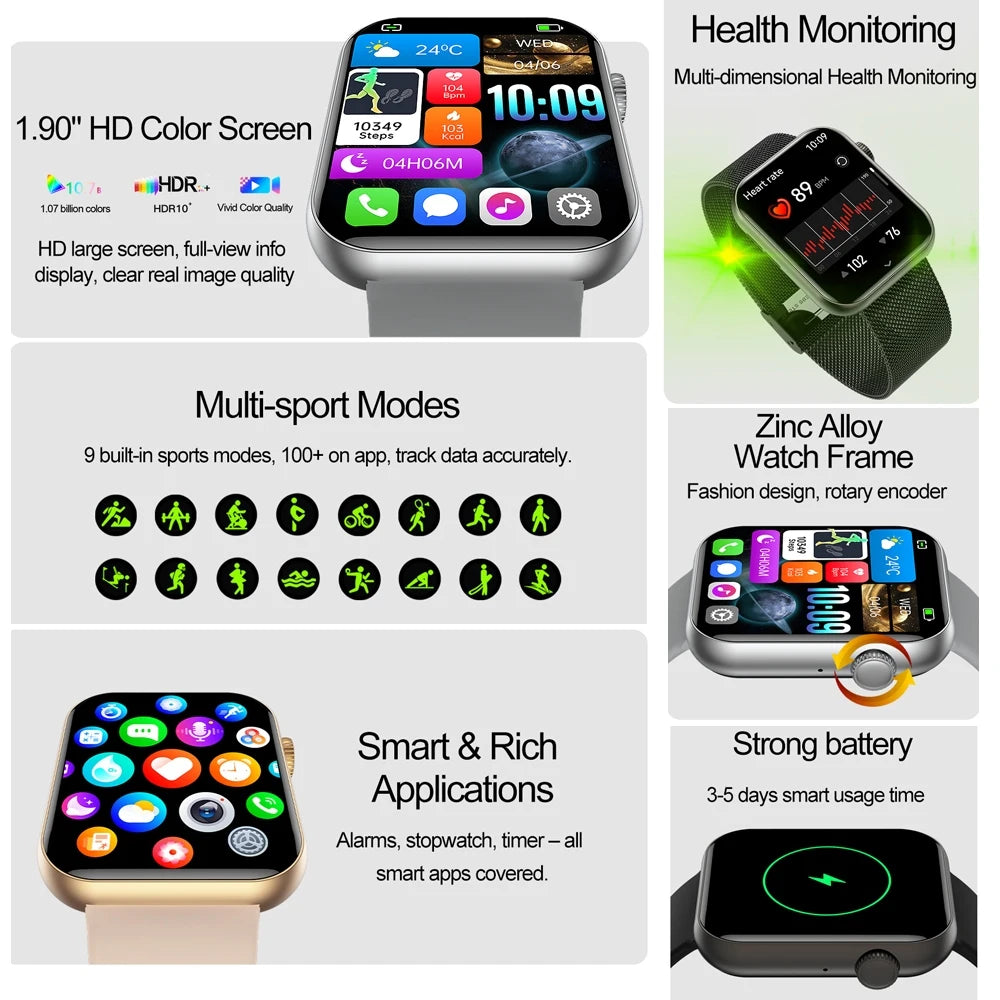 2025 New For Xiaomi Men's Smartwatch 100+ Sports Mode Health Monitoring Full Screen Touch Bluetooth Call Smart Watch IOS