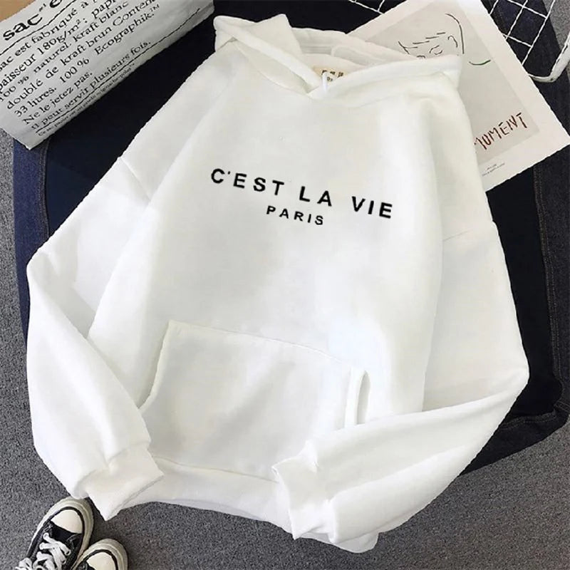 2025Autumn Hoodie Multiple Solid Color Letter Hooded Korean Fashion Sweatshirts Long Sleeve Top Drawstring Pockets Loose Hoodies