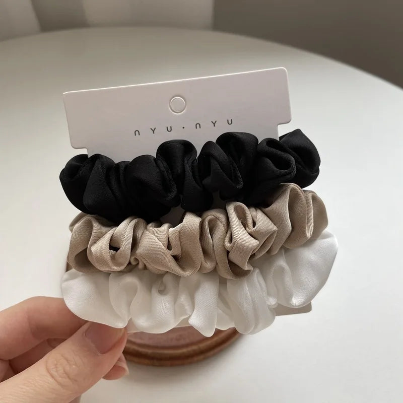 3/4/6Pcs/Set Satin Scrunchies Women Solid Color Hair Rope Elegant Ponytail Holder Rubber Band Elastic Hairband Hair Accessories